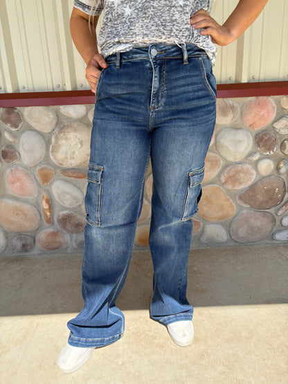The Kaden Dark Wash Cargo Jeans