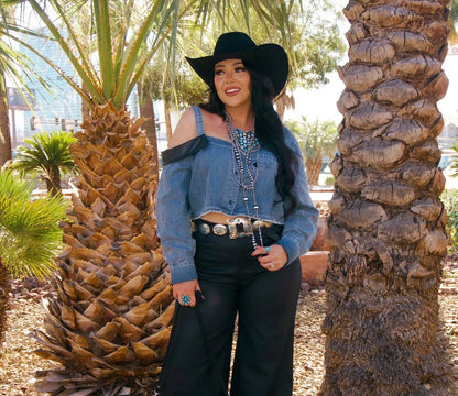 Denim Desperado One Shoulder Crop