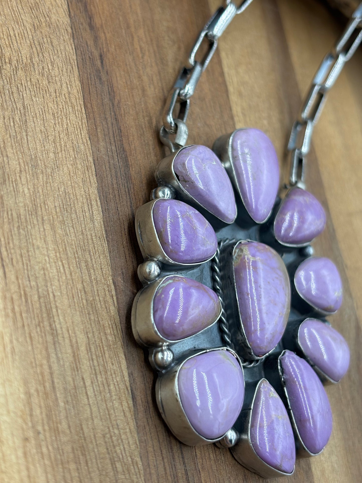 Phosphosiderite Cluster Necklace by Philbert Nez, Navajo