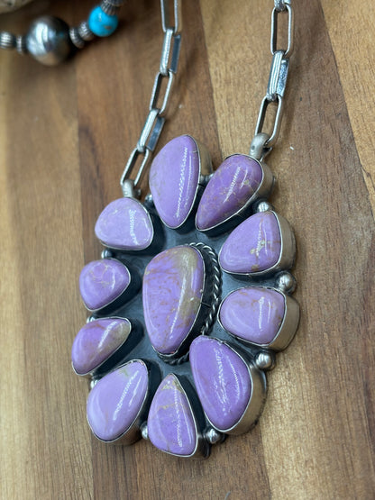 Phosphosiderite Cluster Necklace by Philbert Nez, Navajo