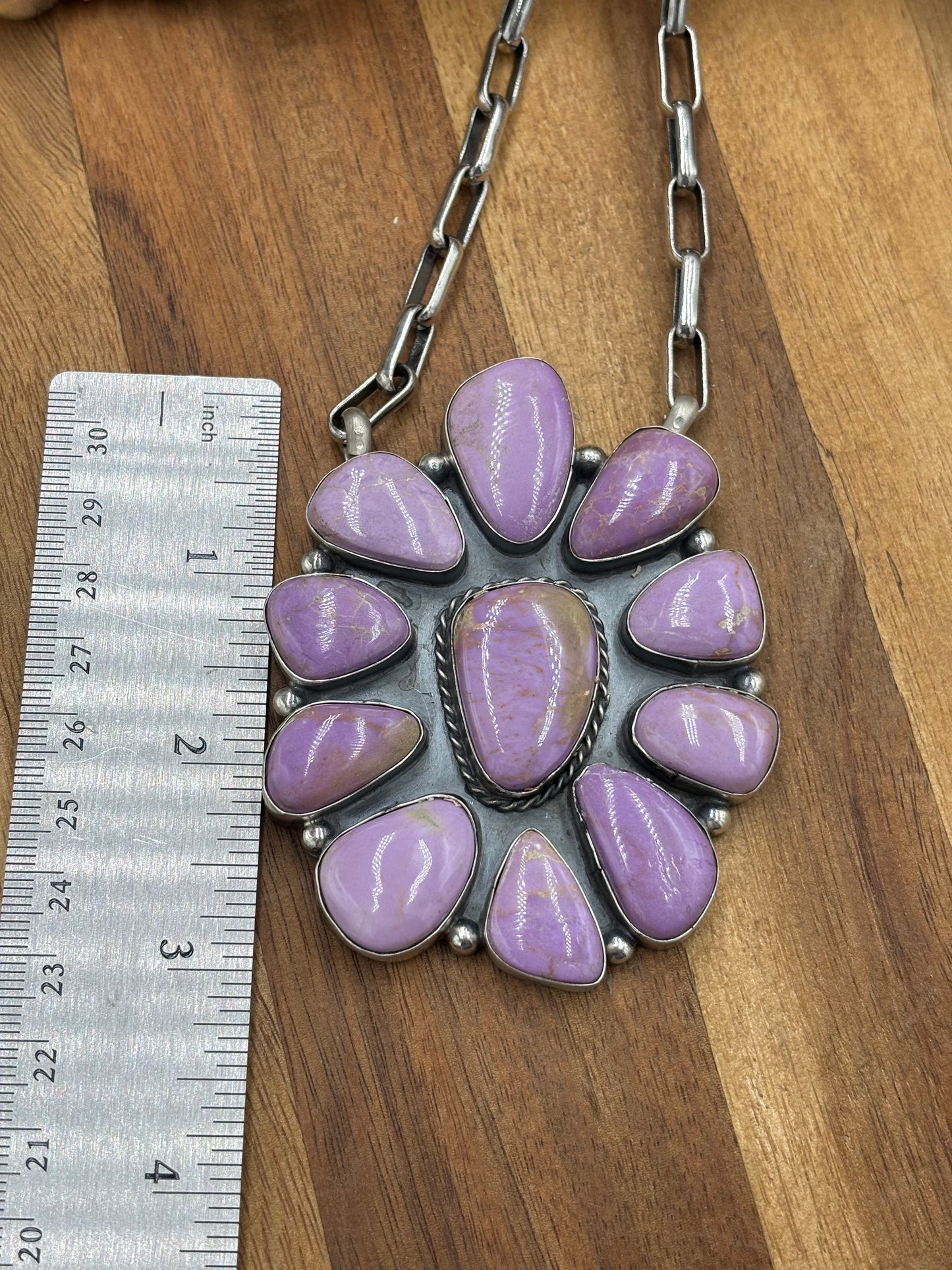 Phosphosiderite Cluster Necklace by Philbert Nez, Navajo