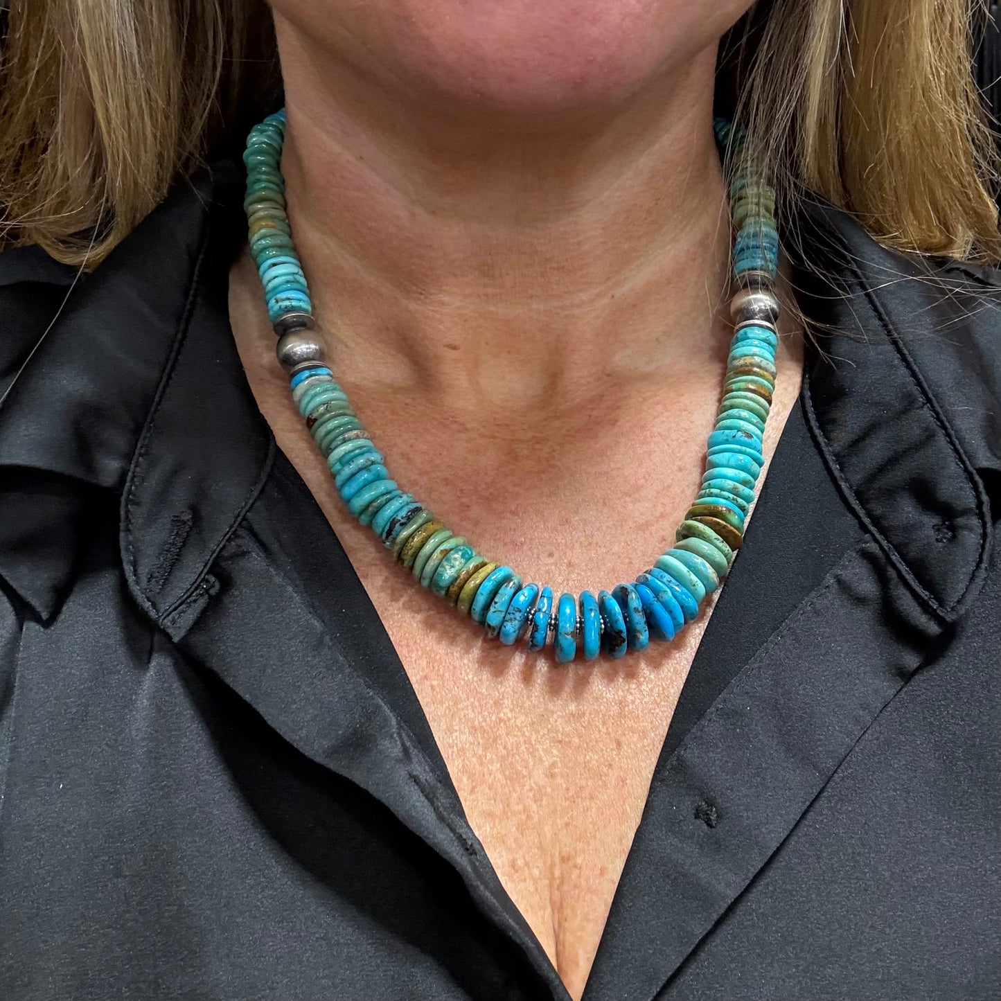 18" Mixed Stone Disk Necklace