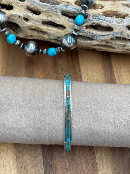 Kingman Inlayed Cuff #2 by Steve Francisco, Navajo