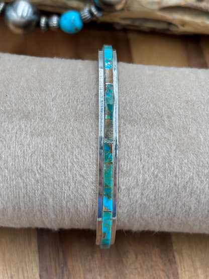 Kingman Inlayed Cuff #2 by Steve Francisco, Navajo