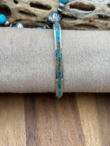 Kingman Inlayed Cuff #2 by Steve Francisco, Navajo