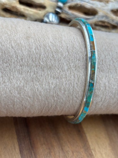 Kingman Inlayed Cuff #2 by Steve Francisco, Navajo