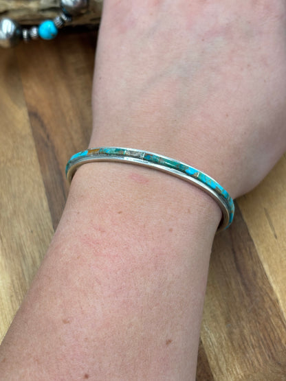 Kingman Inlayed Cuff #2 by Steve Francisco, Navajo