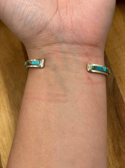 Kingman Inlayed Cuff #2 by Steve Francisco, Navajo