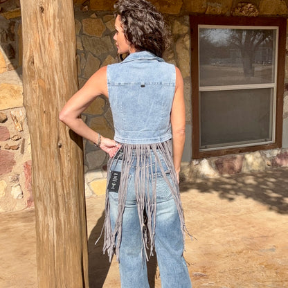 Dusty Trails Denim Fringe Vest