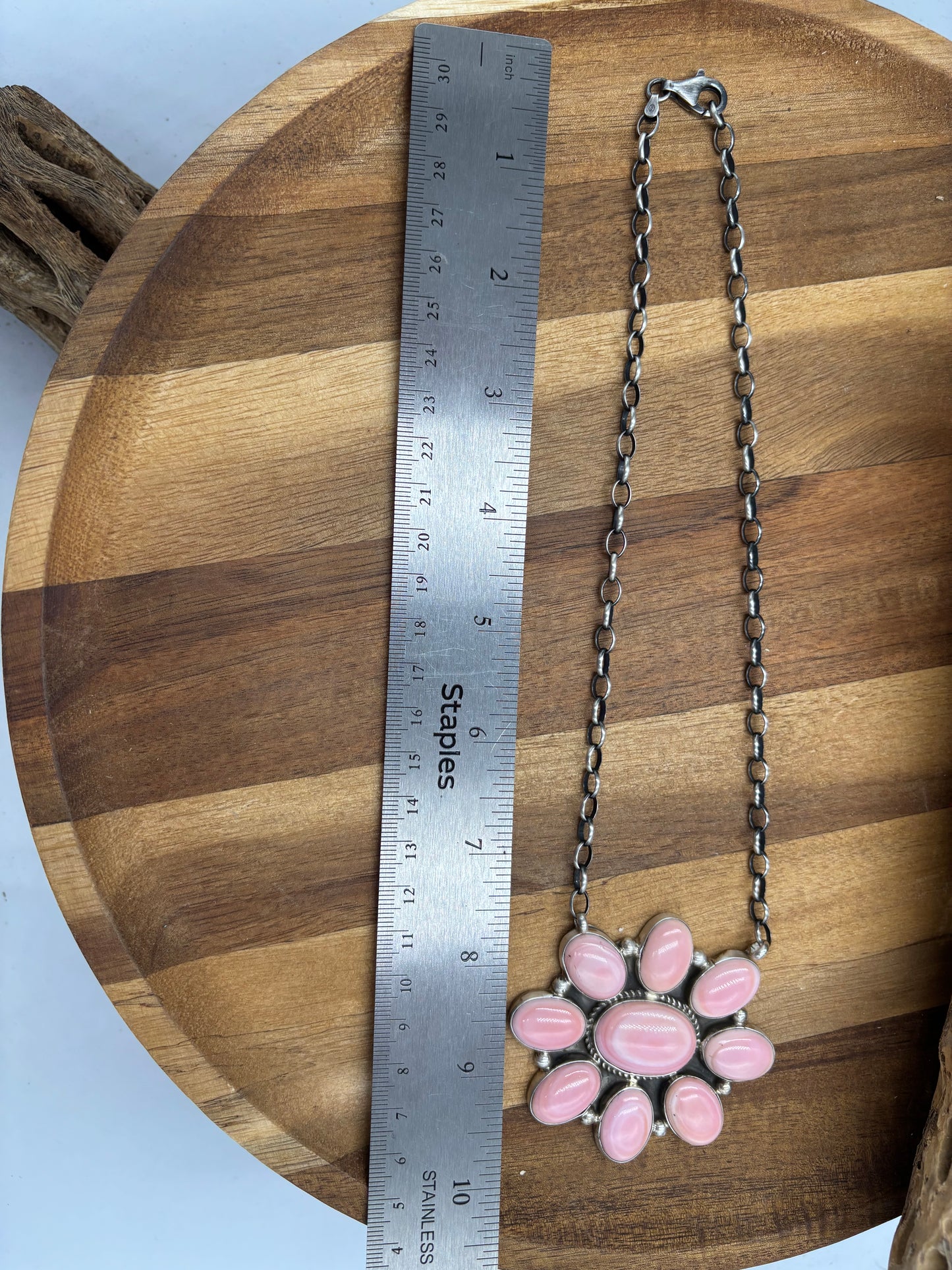 Pink Conch Cluster Necklace #1 by Geraldine James, Navajo