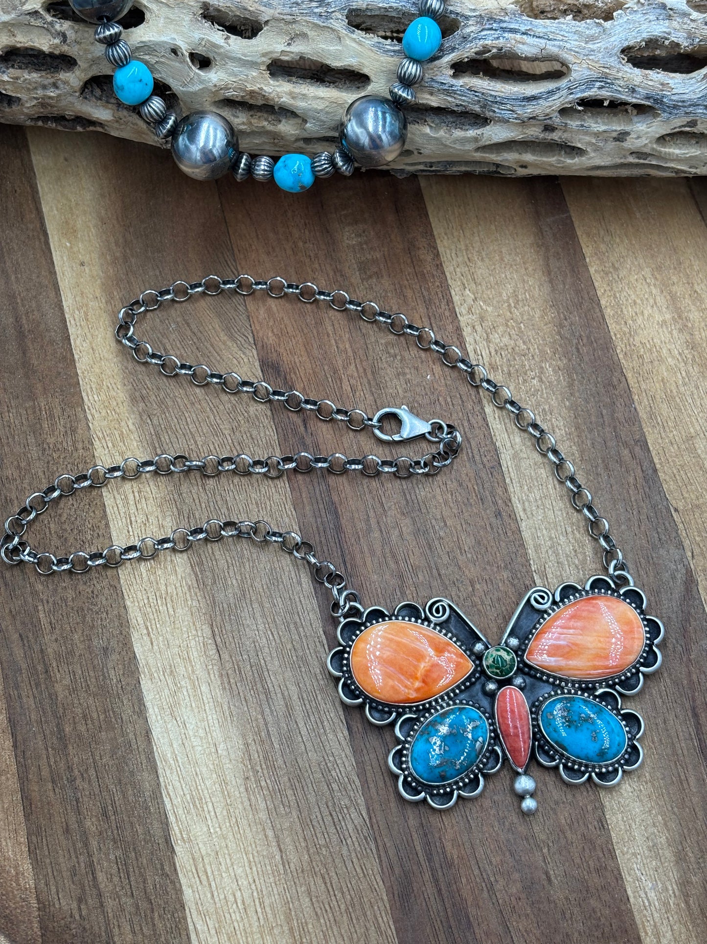 Butterfly Necklace by Charles Johnson, Navajo