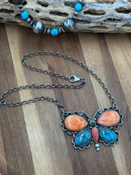 Butterfly Necklace by Charles Johnson, Navajo