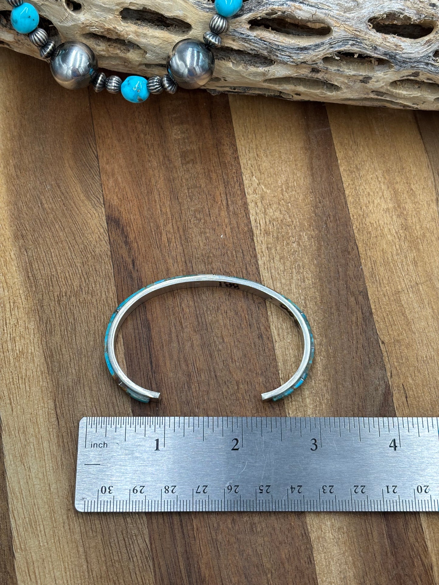 Kingman Inlayed Cuff #2 by Steve Francisco, Navajo