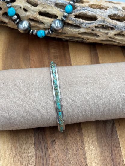 Kingman Inlayed Cuff #3 by Steve Francisco, Navajo