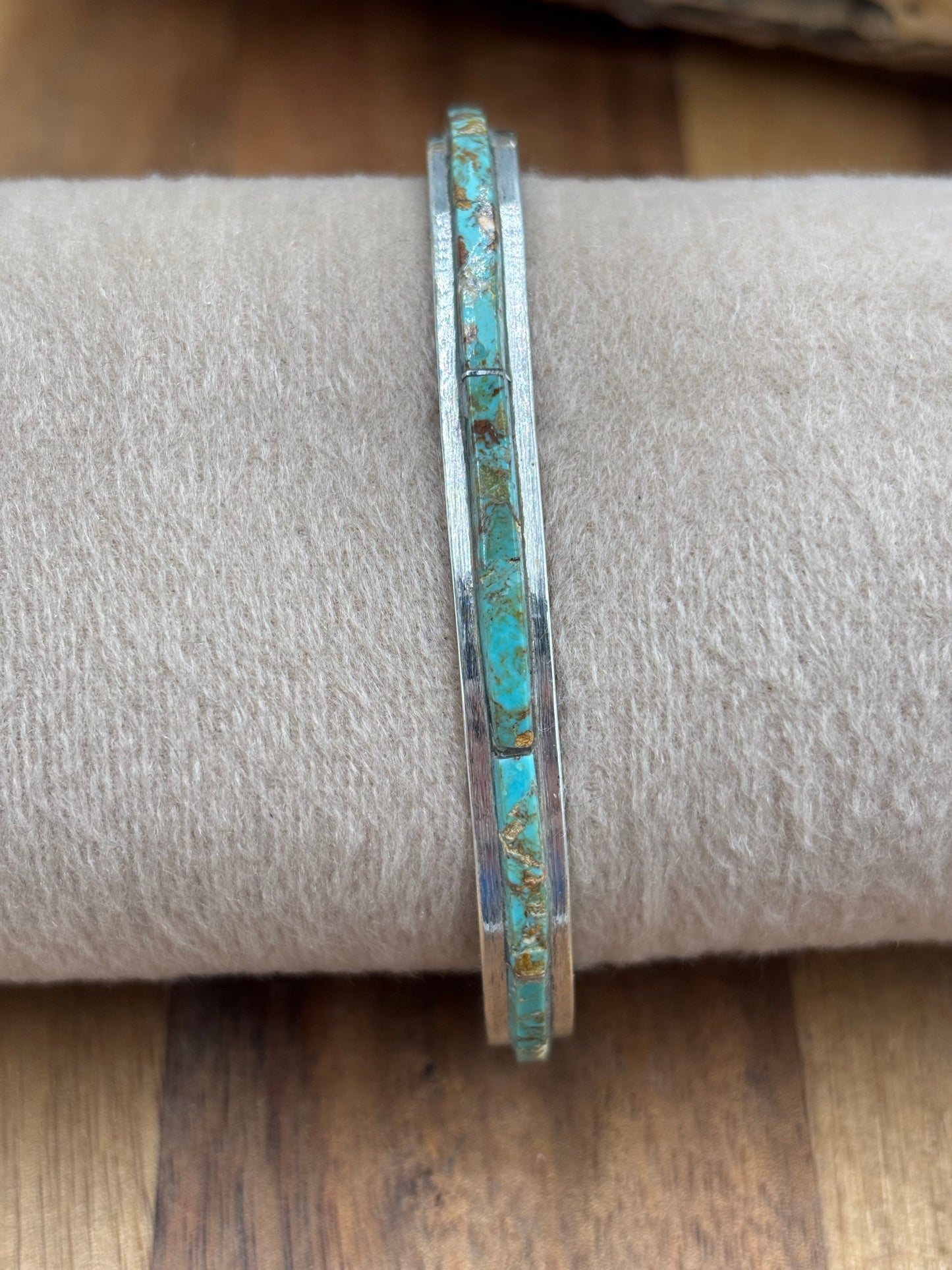 Kingman Inlayed Cuff #3 by Steve Francisco, Navajo