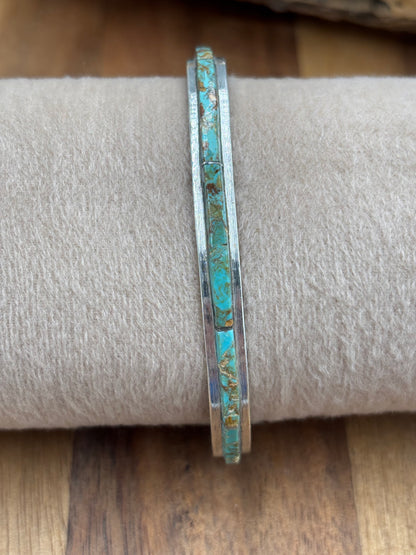 Kingman Inlayed Cuff #3 by Steve Francisco, Navajo