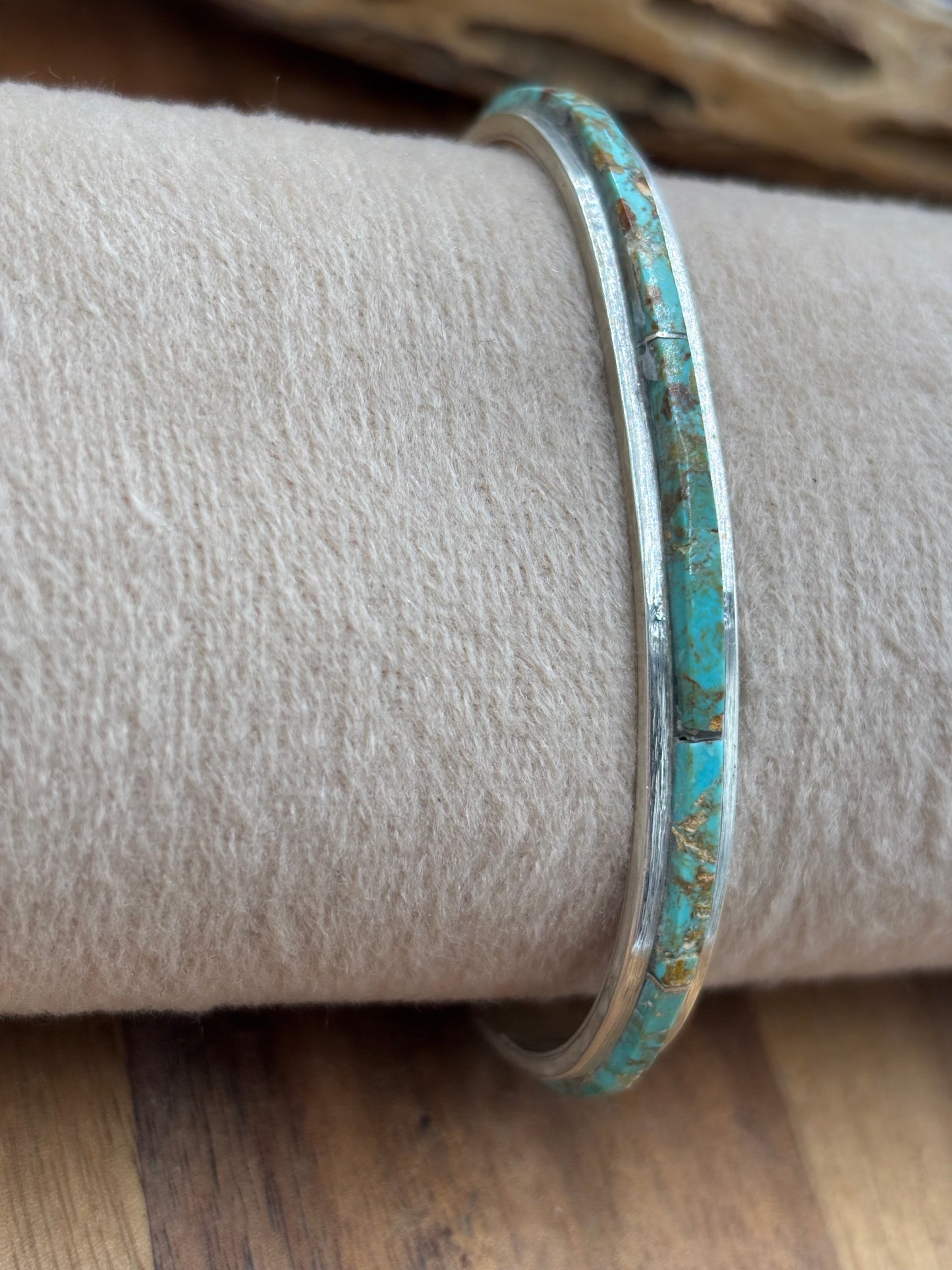 Kingman Inlayed Cuff #3 by Steve Francisco, Navajo