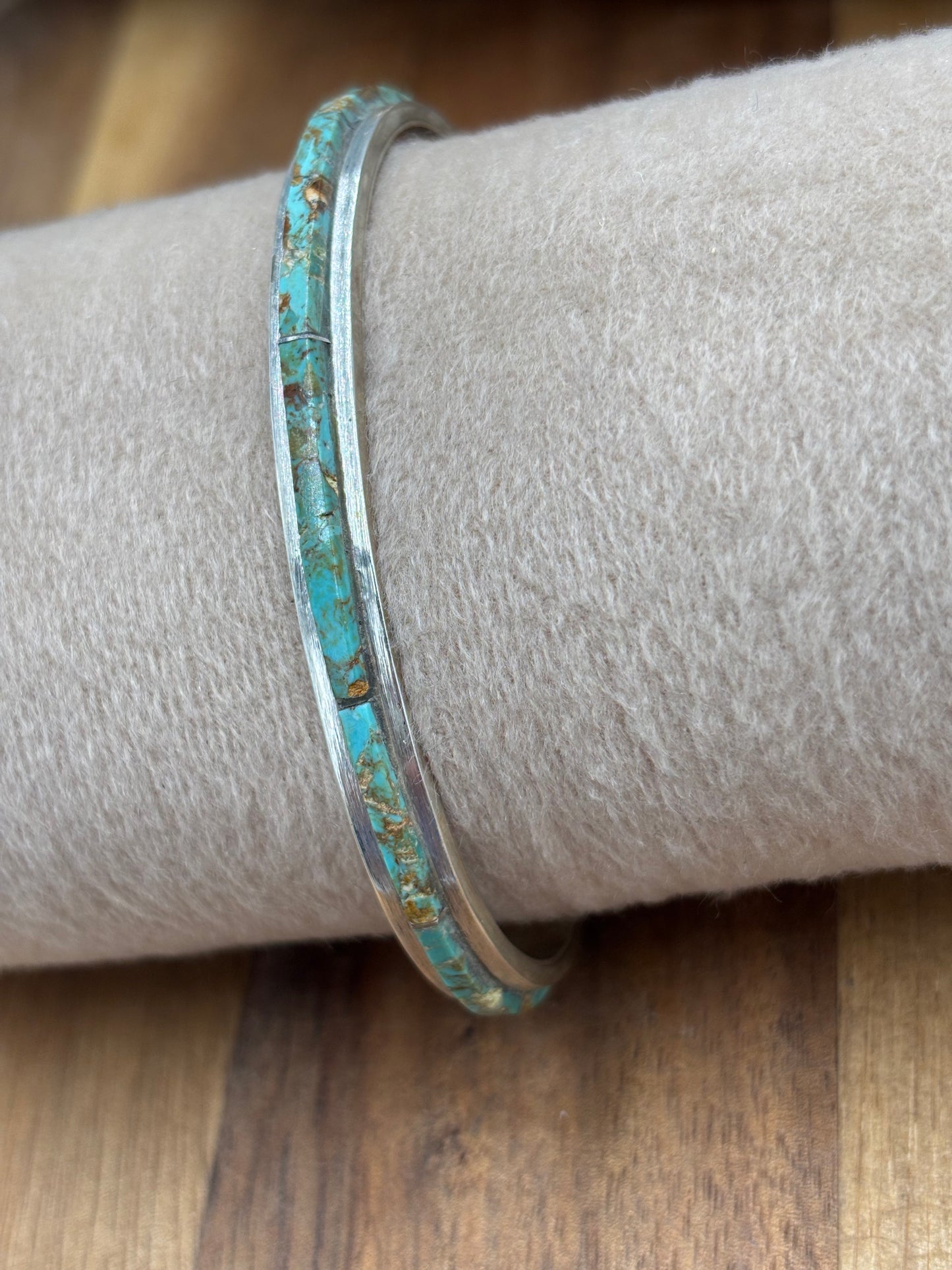 Kingman Inlayed Cuff #3 by Steve Francisco, Navajo