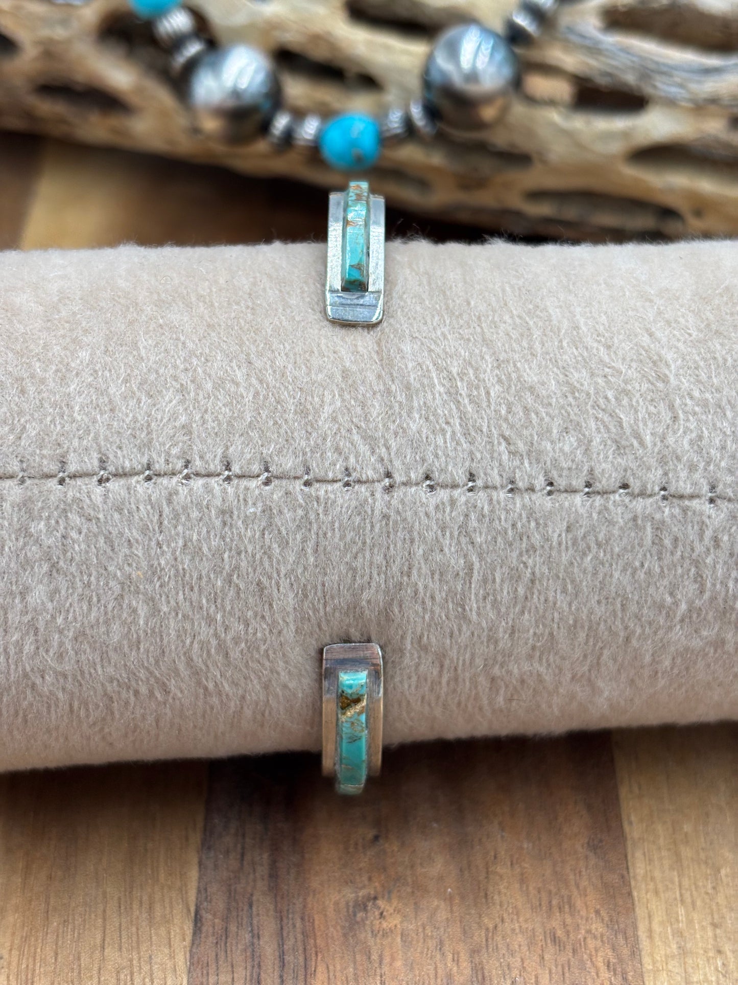 Kingman Inlayed Cuff #3 by Steve Francisco, Navajo