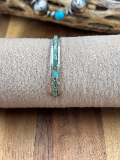 Kingman Inlayed Cuff #3 by Steve Francisco, Navajo