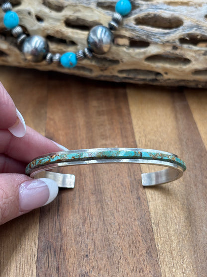 Kingman Inlayed Cuff #3 by Steve Francisco, Navajo