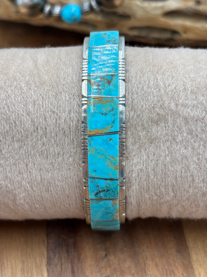 Kingman Inlayed Cuff #1 by Steve Francisco, Navajo