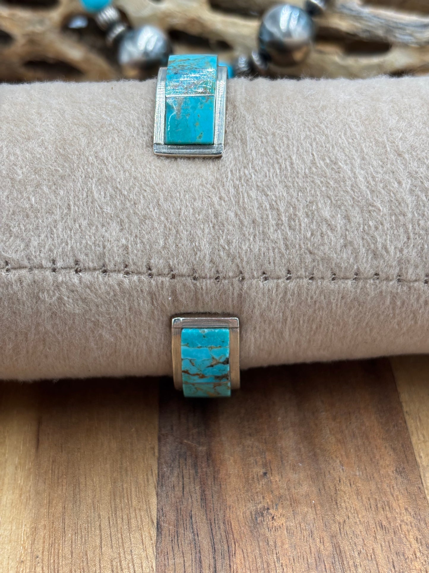 Kingman Inlayed Cuff #1 by Steve Francisco, Navajo