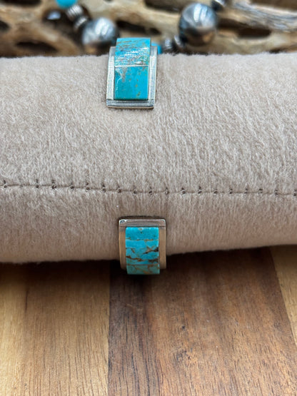 Kingman Inlayed Cuff #1 by Steve Francisco, Navajo