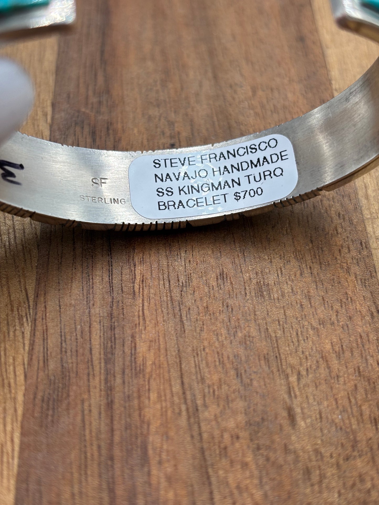 Kingman Inlayed Cuff #1 by Steve Francisco, Navajo