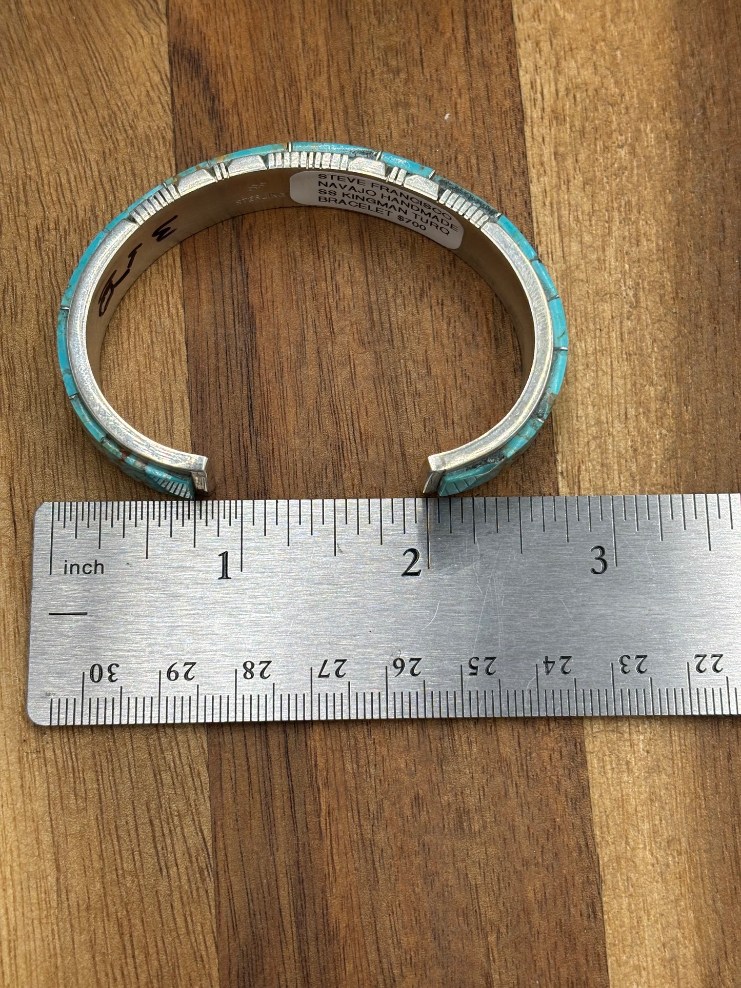Kingman Inlayed Cuff #1 by Steve Francisco, Navajo