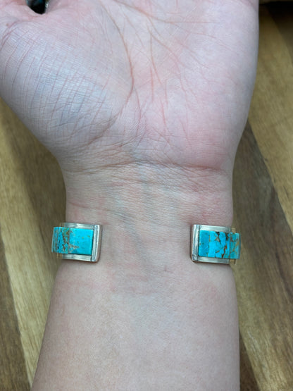 Kingman Inlayed Cuff #1 by Steve Francisco, Navajo