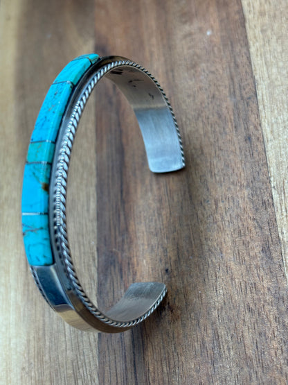 Kingman Inlayed Cuff #4 by Steve Francisco, Navajo