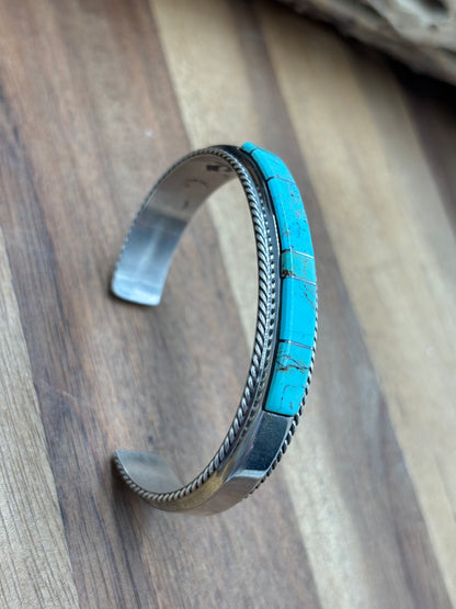 Kingman Inlayed Cuff #4 by Steve Francisco, Navajo