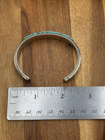 Kingman Inlayed Cuff #4 by Steve Francisco, Navajo