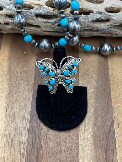 Turquoise #103-23 Butterfly Adjustable Ring, Navajo