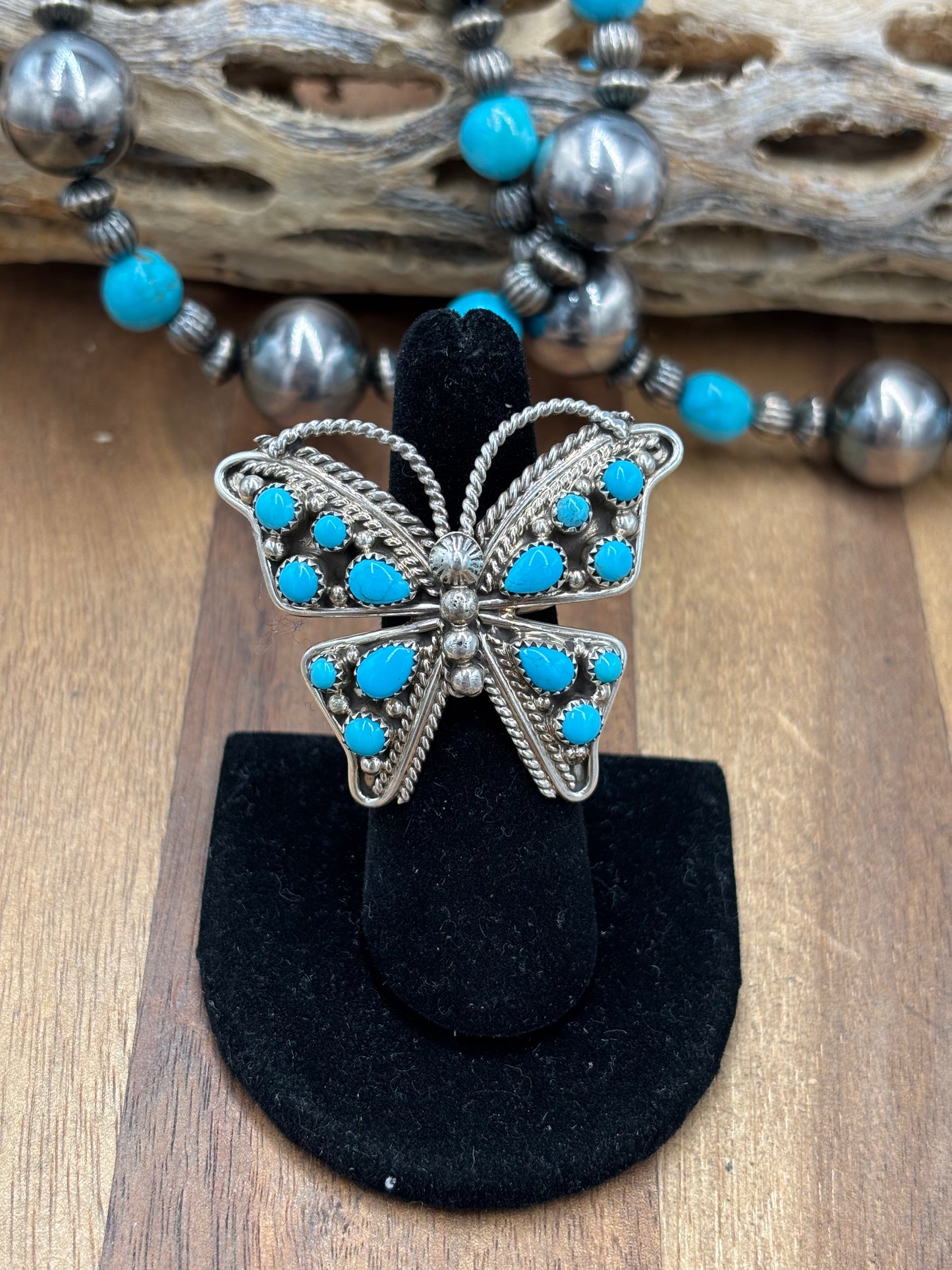 Turquoise #103-23 Butterfly Adjustable Ring, Navajo
