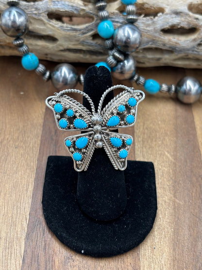 Turquoise #103-23 Butterfly Adjustable Ring, Navajo