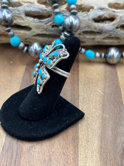 Turquoise #103-23 Butterfly Adjustable Ring, Navajo