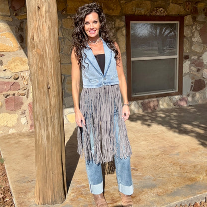 Dusty Trails Denim Fringe Vest