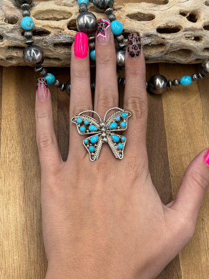 Turquoise #103-23 Butterfly Adjustable Ring, Navajo