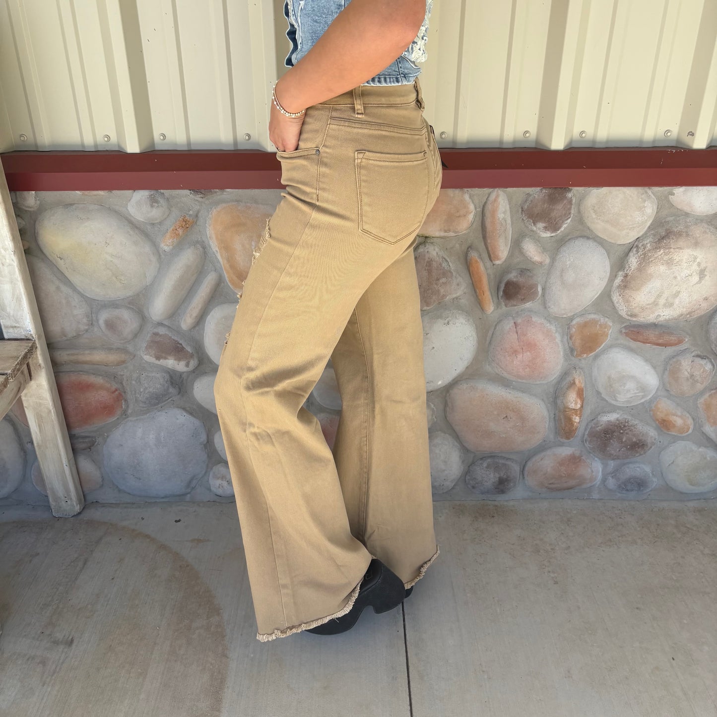 The Mesquite Kickback Distressed Khaki Denim Jeans
