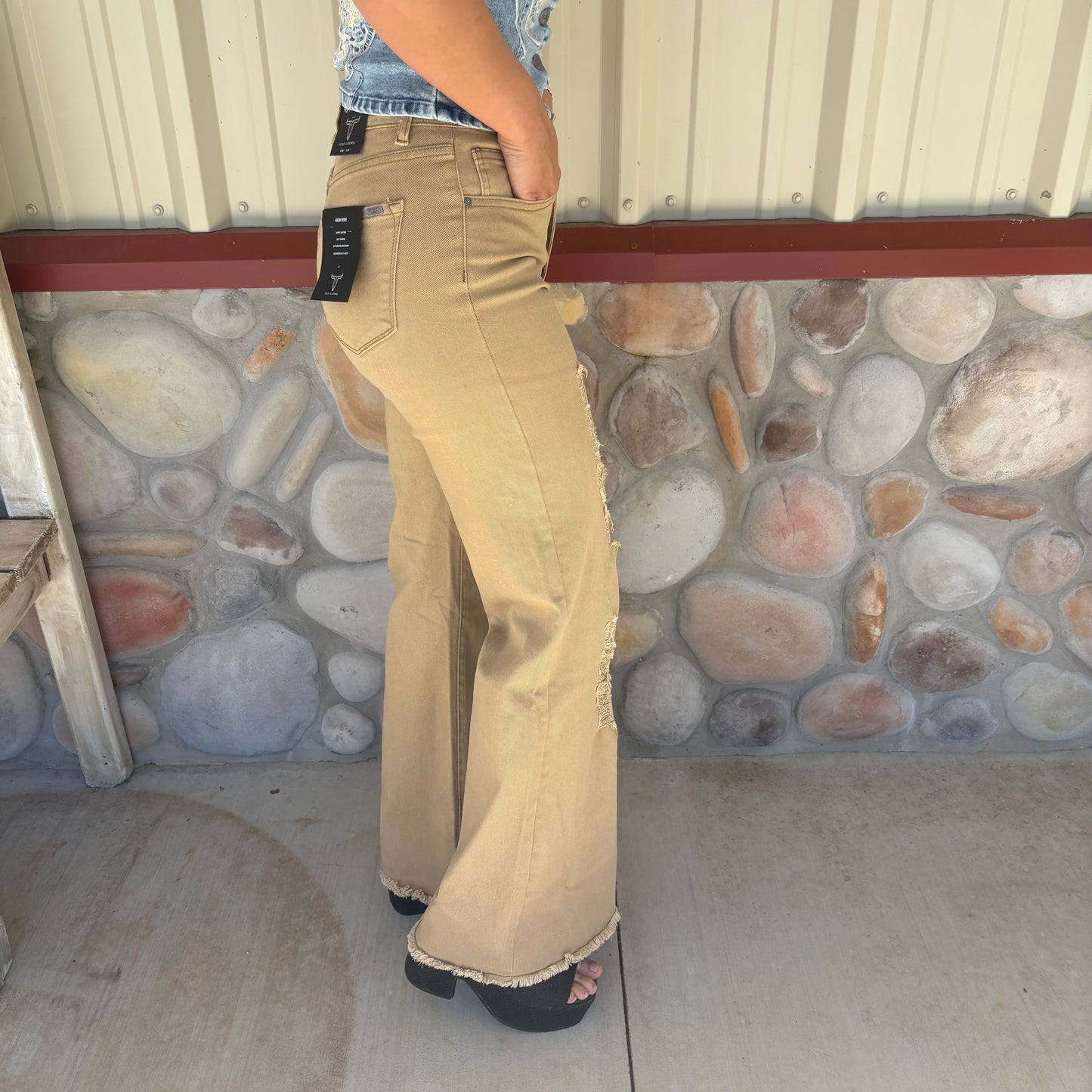 The Mesquite Kickback Distressed Khaki Denim Jeans