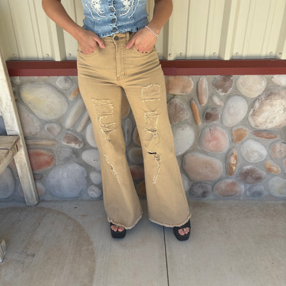 The Mesquite Kickback Distressed Khaki Denim Jeans