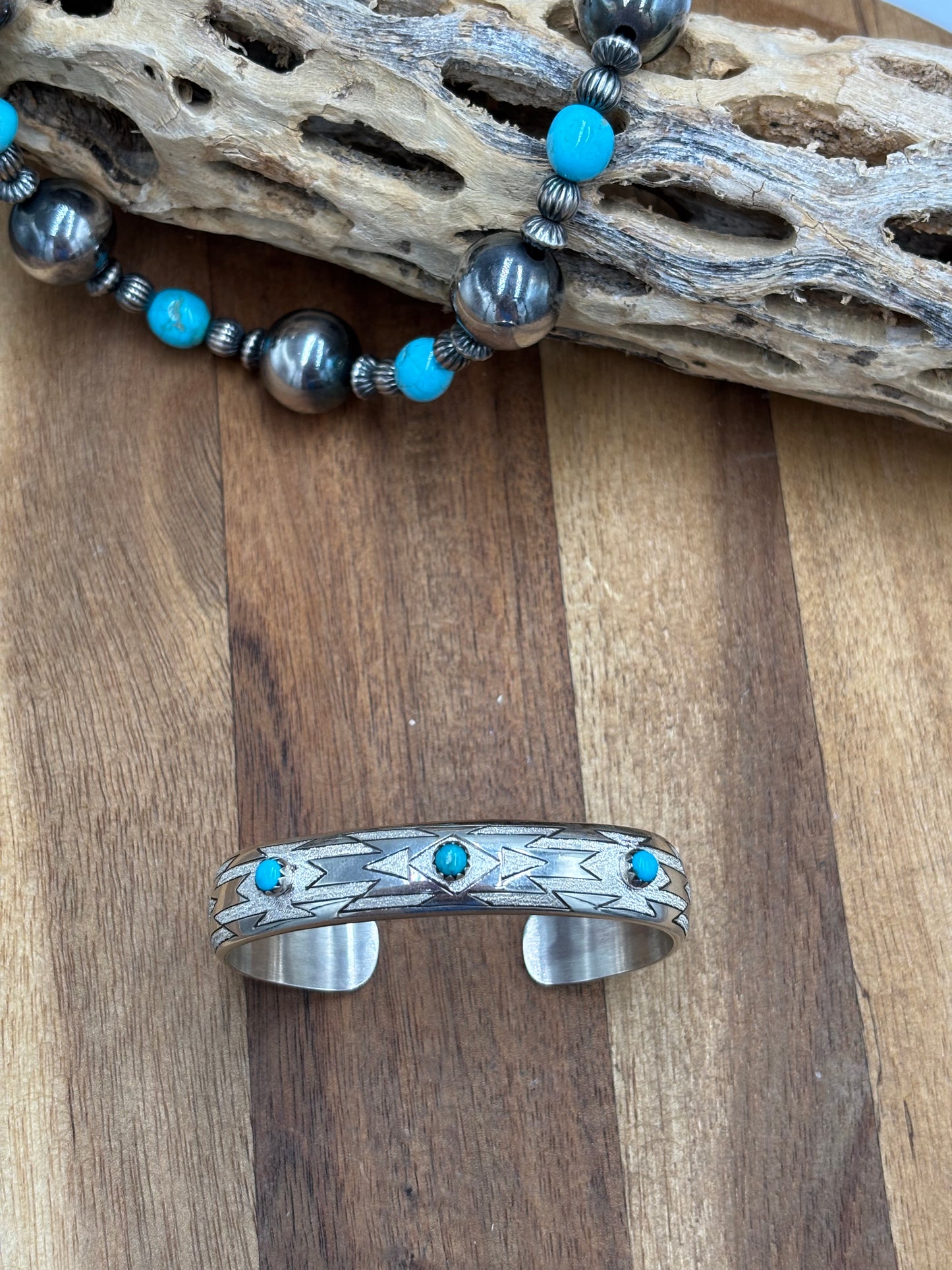Silver & Turquoise Cuff, Native Made
