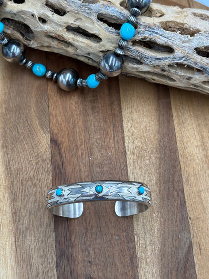 Silver & Turquoise Cuff, Native Made