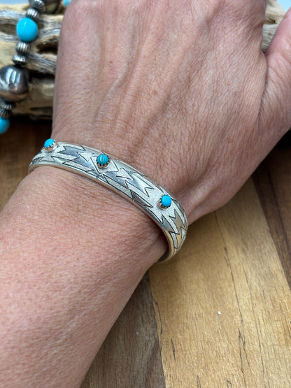 Silver & Turquoise Cuff, Native Made