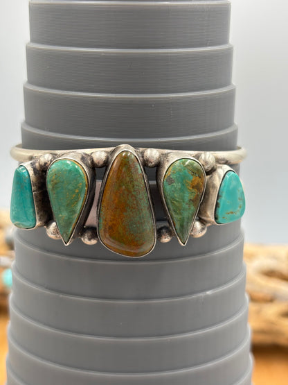 5 Stone Cuff #1 by Augustine Largo, Navajo