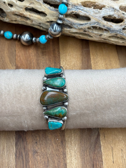 5 Stone Cuff #1 by Augustine Largo, Navajo
