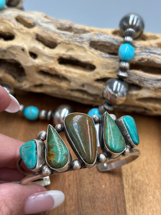 5 Stone Cuff #1 by Augustine Largo, Navajo