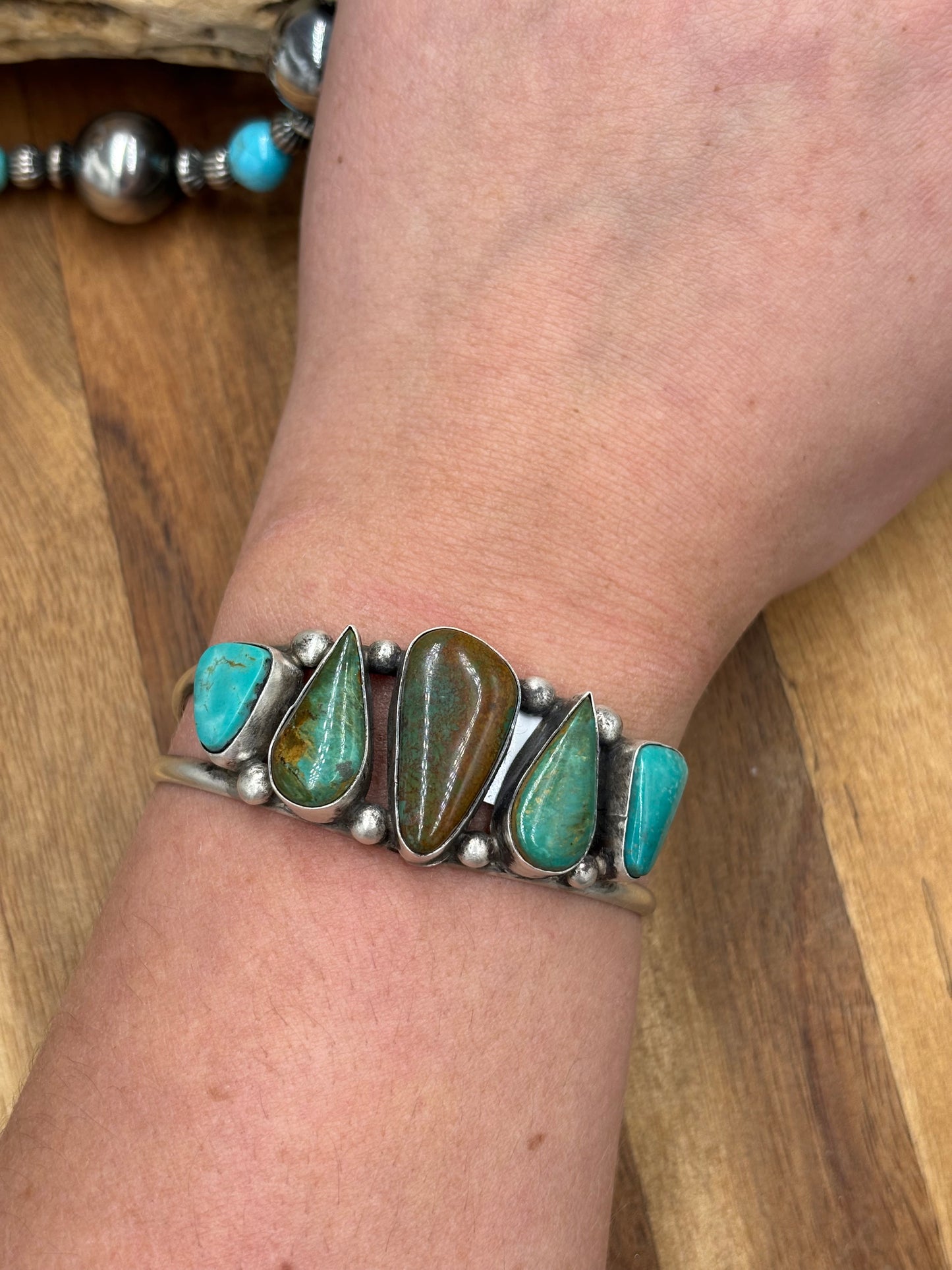 5 Stone Cuff #1 by Augustine Largo, Navajo